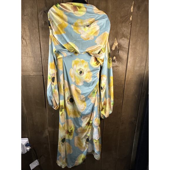 ASOS Satin Volume Blouson Sleeve Floral Dress, Size 6 - Picture 1 of 6